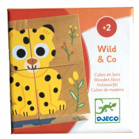Djeco wooden cubes elephant and friends