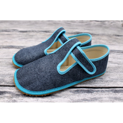 Beda barefoot slippers turquoise denim (N)