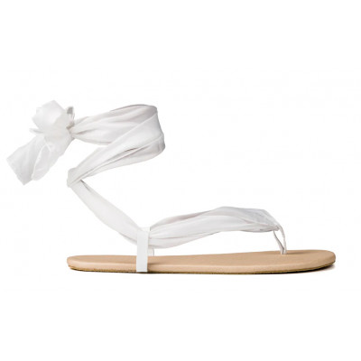 Ahinsa  sandali ankle ribbon white